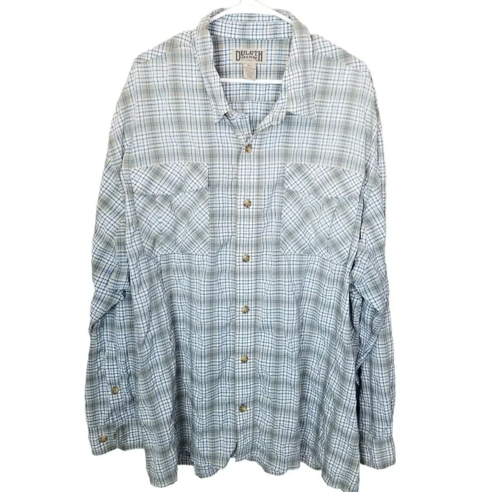 Duluth Trading Co Mens Plaid Button Shirt Sz 3XL Classic Minimalist Lightweight